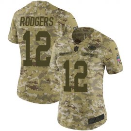 Nike Green Bay Packers #12 Aaron Rodgers Camo Womens Stitched NFL Limited 2018 Salute to Service Jersey