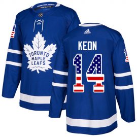 Adidas Toronto Maple Leafs #14 Dave Keon Blue Home Authentic USA Flag Stitched NHL Jersey