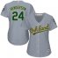 Oakland Athletics #24 Rickey Henderson Grey Road Womens Stitched MLB Jersey