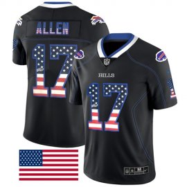 Nike Buffalo Bills #17 Josh Allen Black Mens Stitched NFL Limited Rush USA Flag Jersey