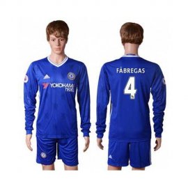 Chelsea #4 Fabregas Home Long Sleeves Soccer Club Jersey