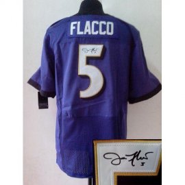 Nike Baltimore Ravens #5 Joe Flacco Purple Team Color Mens Stitched NFL Elite Autographed Jersey