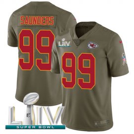 Nike Kansas City Chiefs #99 Khalen Saunders Olive Super Bowl LIV 2020 Mens Stitched NFL Limited 2017 Salute To Service Jersey