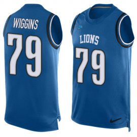Nike Detroit Lions #79 Kenny Wiggins Blue Team Color Mens Stitched NFL Limited Tank Top Jersey