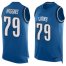 Nike Detroit Lions #79 Kenny Wiggins Blue Team Color Mens Stitched NFL Limited Tank Top Jersey