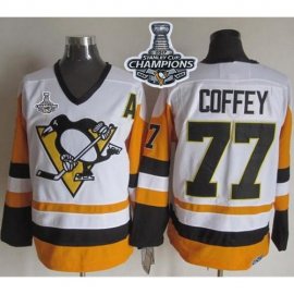 Pittsburgh Penguins #77 Paul Coffey White/Black CCM Throwback 2017 Stanley Cup Finals Champions Stitched NHL Jersey