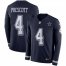 Mens Dallas Cowboys #4 Dak Prescott Navy Blue Team Color Mens Stitched NFL Limited Therma Long Sleeve Jersey
