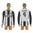 Juventus #4 Caceres Home Long Sleeves Soccer Club Jersey