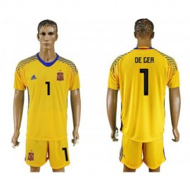 Spain #1 DE GEA Yellow Goalkeeper 2018 FIFA World Cup Soccer Jersey