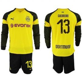 Dortmund #13 Guerreiro Home Long Sleeves Soccer Club Jersey