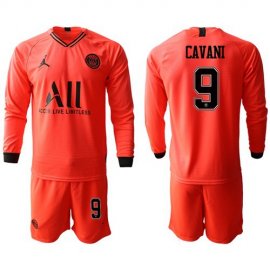 Paris Saint-Germain #9 Cavani Red Jordan Long Sleeves Soccer Club Jersey