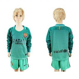 Barcelona Blank Sec Away Long Sleeves Kid Soccer Club Jersey