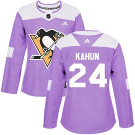 Adidas Pittsburgh Penguins #24 Dominik Kahun Purple Authentic Fights Cancer Womens Stitched NHL Jersey