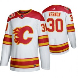Calgary Flames #30 Mike Vernon Mens 2019-20 Heritage Classic Authentic White Stitched NHL Jersey