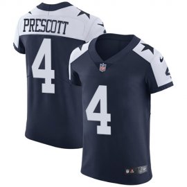Nike Dallas Cowboys #4 Dak Prescott Navy Blue Thanksgiving Mens Stitched NFL Vapor Untouchable Throwback Elite Jersey