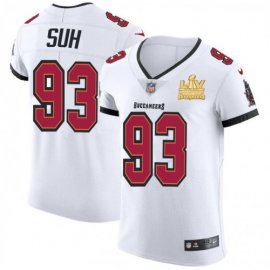 Tampa Bay Buccaneers #93 Ndamukong Suh Mens Super Bowl LV Champions Patch Nike White Vapor Elite Jersey