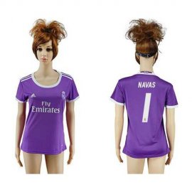 Womens Real Madrid #1 Navas Away Soccer Club Jersey