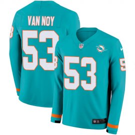 Nike Miami Dolphins #53 Kyle Van Noy Aqua Green Team Color Mens Stitched NFL Limited Therma Long Sleeve Jersey