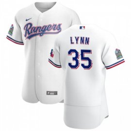 Texas Rangers #35 Lance Lynn Mens Nike White Home 2020 Authentic Patch Player MLB Jersey
