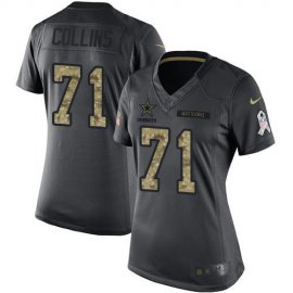 Nike Dallas Cowboys #71 Lael Collins Black Womens Stitched NFL Limited 2016 Salute to Service Jersey