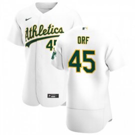 Oakland Athletics #45 Nate Orf Mens Nike White Home 2020 Authentic Player MLB Jersey