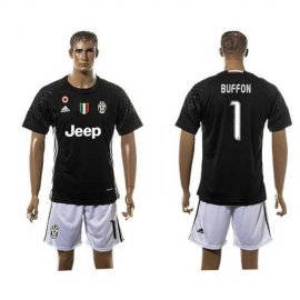 Juventus #1 Buffon Black Goalkeeper Soccer Club Jersey