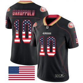 Nike San Francisco 49ers #10 Jimmy Garoppolo Black Mens Stitched NFL Limited Rush USA Flag Jersey