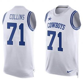Nike Dallas Cowboys #71 Lael Collins White Mens Stitched NFL Limited Tank Top Jersey