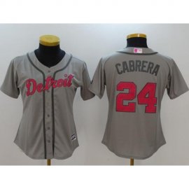 Detroit Tigers #24 Miguel Cabrera Grey Mothers Day Cool Base Womens Stitched MLB Jersey