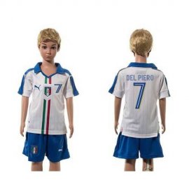 Italy #7 Del Piero White Away Kid Soccer Country Jersey