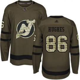 Adidas New Jersey Devils #86 Jack Hughes Green Salute to Service Stitched Youth NHL Jersey