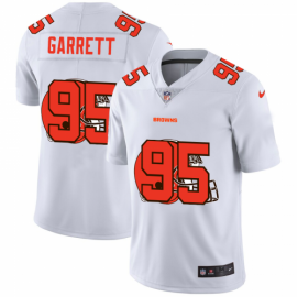 Cleveland Browns #95 Myles Garrett White Mens Nike Team Logo Dual Overlap Limited NFL Jersey