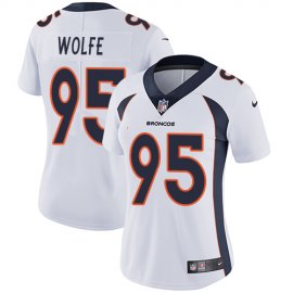 Nike Denver Broncos #95 Derek Wolfe White Womens Stitched NFL Vapor Untouchable Limited Jersey