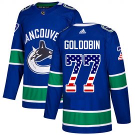 Adidas Vancouver Canucks #77 Nikolay Goldobin Blue Home Authentic USA Flag Youth Stitched NHL Jersey