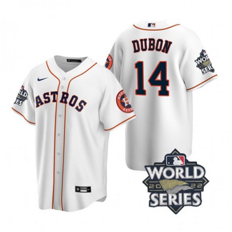Astros 14 Mauricio Dubon White Nike 2022 World Series Cool Base Jersey Astros 14 Mauricio Dubon White Nike 2022 World Series Cool Base Jersey
