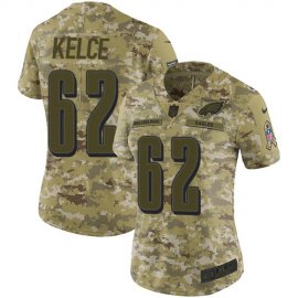 Nike Philadelphia Eagles #62 Jason Kelce Camo Womens Stitched NFL Limited 2018 Salute to Service Jersey