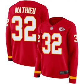 Nike Kansas City Chiefs #32 Tyrann Mathieu Red Team Color Womens Stitched NFL Limited Therma Long Sleeve Jersey