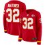 Nike Kansas City Chiefs #32 Tyrann Mathieu Red Team Color Womens Stitched NFL Limited Therma Long Sleeve Jersey