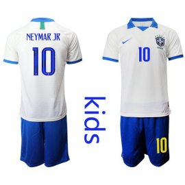 Brazil #10 Neymar Jr White Kid Soccer Country Jersey