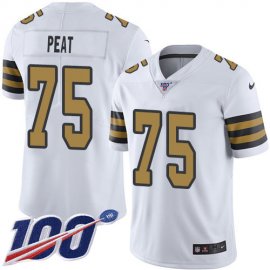 Nike New Orleans Saints #75 Andrus Peat White Mens Stitched NFL Limited Rush 100th Season Jersey