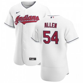 Cleveland Indians #54 Logan Allen Mens Nike White Home 2020 Authentic Team MLB Jersey