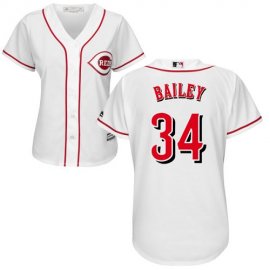 Cincinnati Reds #34 Homer Bailey White Home Womens Stitched MLB Jersey