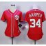 Washington Nationals #34 Bryce Harper Red Alternate 1 Womens Stitched MLB Jersey