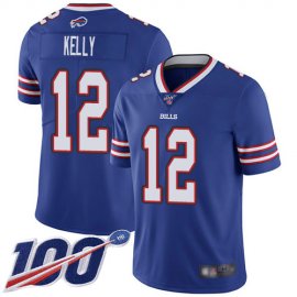Nike Buffalo Bills #12 Jim Kelly Royal Blue Team Color Mens Stitched NFL 100th Season Vapor Limited Jersey