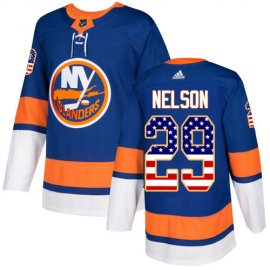 Adidas New York Islanders #29 Brock Nelson Royal Blue Home Authentic USA Flag Stitched NHL Jersey