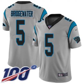 Nike Carolina Panthers #5 Teddy Bridgewater Silver Mens Stitched NFL Limited Inverted Legend 100th Season Jersey