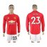 Manchester United #23 Shaw Red Home Long Sleeves Soccer Club Jersey