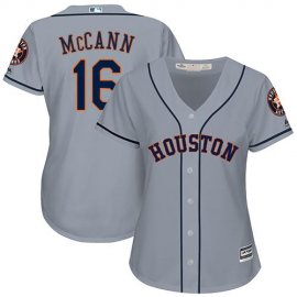 Houston Astros #16 Brian McCann Grey Road Womens Stitched MLB Jersey