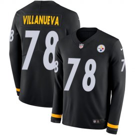 Nike Pittsburgh Steelers #78 Alejandro Villanueva Black Team Color Mens Stitched NFL Limited Therma Long Sleeve Jersey