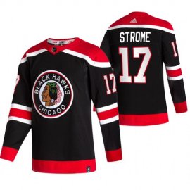 Chicago Blackhawks #17 Dylan Strome Black Mens Adidas 2020-21 Reverse Retro Alternate NHL Jersey